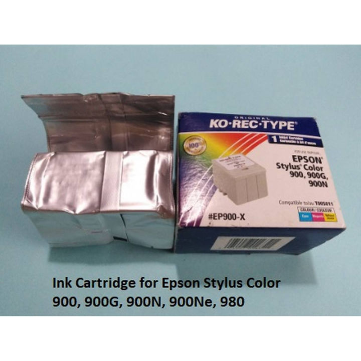 Original KO-REC-Type Ink Cartridge for EPSON Stylus Color 900/900G/900N/900Ne/980 - Colors: Cyan, Magenta, Yellow