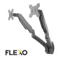Flexo Ergonomic Dual LED Hydraulic Monitor Arm Stand | Adjustable Wall Mount for 13" to 27" Screens with Tilt, Rotation & Wire Management. 