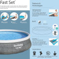 Bestway Fast Set Pools with Filter, 13 ft & 15 ft Extra Large Size Family Pool with 33 inch & 42 in depth, Inflatable Top Ring Quick Setup Deep Swimming Pool for Home with Water Filtration Pump, BW 57376, 57372, 57313, Easy Set Heavy Duty 3 Ply PVC Pool. 