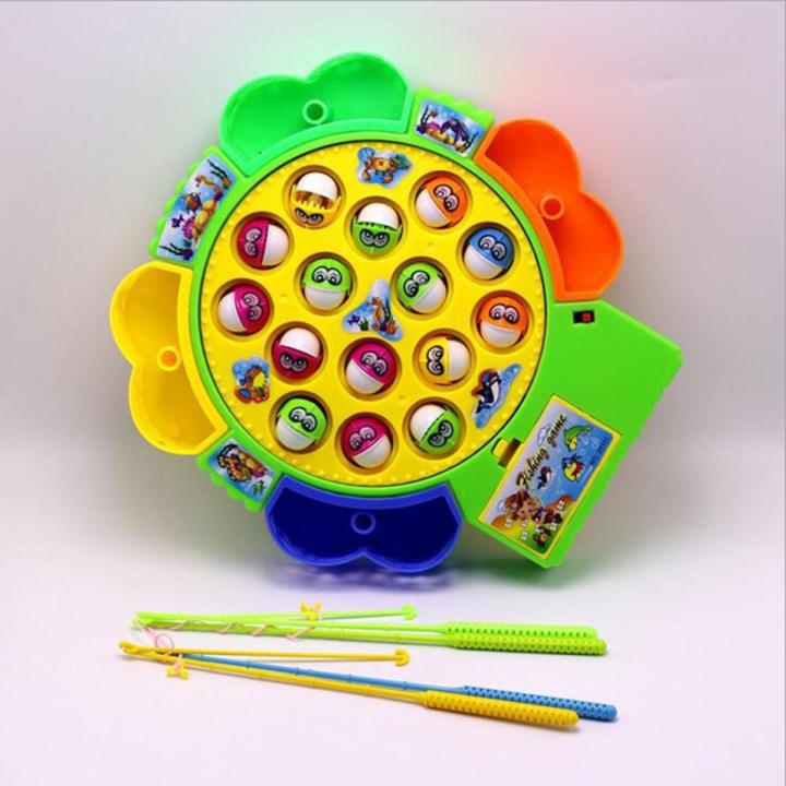 Fishing Game Toy Fish Board Rotating with Music Fine Motor Skill Training Birthday Gifts for Children Kids Toddlers Boys Girls - 15 Pcs 24 Pcs & 45 Pcs