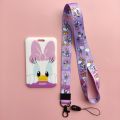 Disney Donald Daisy Duck Girls Slide Cover Student Card Case Hanging Rope Employee Case Lanyard ID Name Card Holder. 