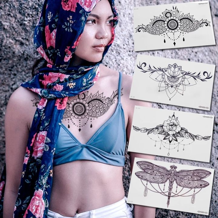 【Good-Love Store】tatoo temporary jewelry joker under breast fake women temporary tattoo underboob y henna lace sternum