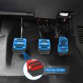 Premium Aluminum Alloy Universal 3PCS Non-Slip Car Pedal Covers For Manual Transmission -Blue-. 