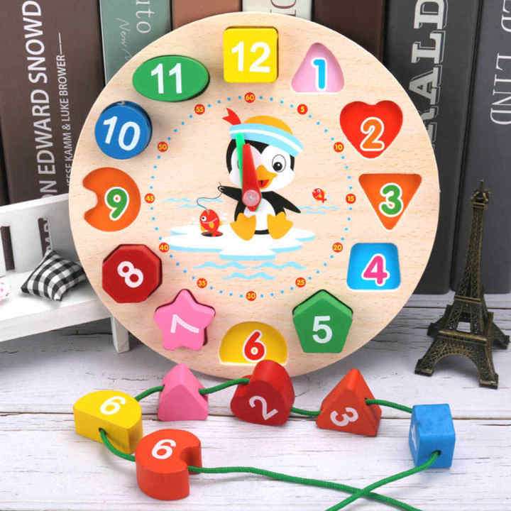 Learning%20Educational%20Toy%20Cartoon%20Analog%20Clock%20Shape%20Wooden%20Toy%20Puzzle%20Montessori%20-%20Image%202