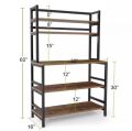 5-shelf Kitchen Bakers Rack with Hutch Industrial Microwave Oven Stand Free Standing Kitchen Utility Cart. 