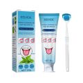 EELHOE 50g Tongue Cleaning Gel with Brush Oral Care Removal Odor Health Fresh Breath Dental Hygiene Care Coating Cleaning Kit. 
