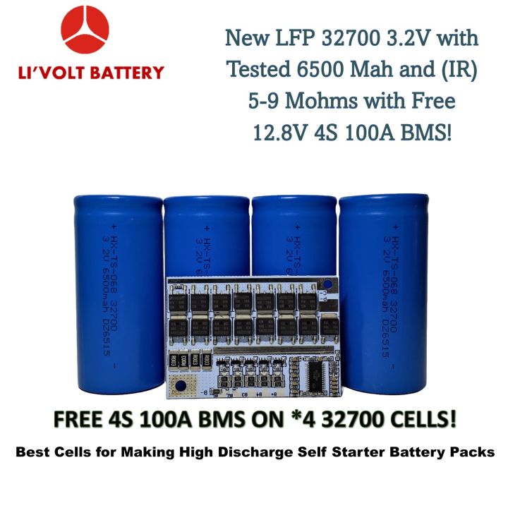 LI'VOLT Brand New LiFe-Po4 32650/32700 3.2v 6500 mah lithium phosphate cells and Battery Box for high capacity lithium battery pack