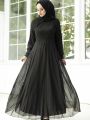 High Quality Black Pure Chiffon Unstitched Fabric for Women, Lightweight and Comfortable. 