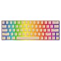 Tezarre TK63 Pro Wireless Keyboard Bluetooth/2.4G/USB Wired 60% Mechanical Gaming Keyboard RGB Backlit PBT Pudding Keycaps Hot-Swappable (Gateron Brown Switch, Off-White, White). 