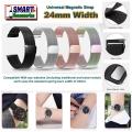 24mm Width Universal Stainless Steel Magnetic Loop Watch Band Strap For Regular Casual and Smart Watches. 