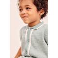 Next UK Textured Knit Button Through Polo Shirt for Baby Boys, Kids. 