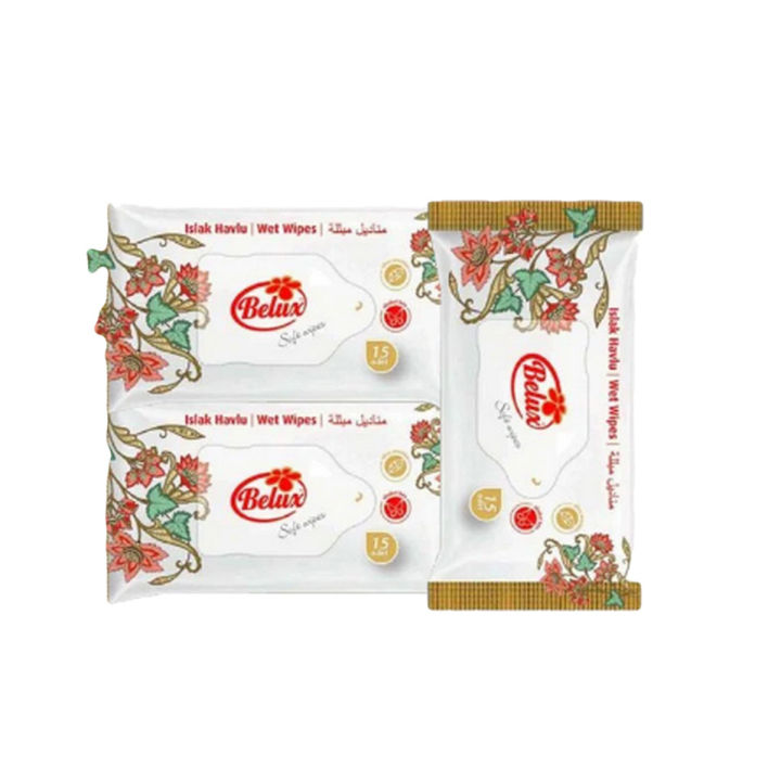Belux Pocket Wet Wipes - 15 Sheets (Pack of 3)