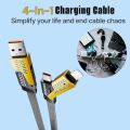 Tech Dazzle 4 in 1 Fast Charging Cable 65W – USB C & A to Lightning, Type-C – 4FT PD 27W Data Cable for All iPhone Series, Samsung, Xiaomi, Laptop – Multi Charger Wire – Super Fast Charging. 