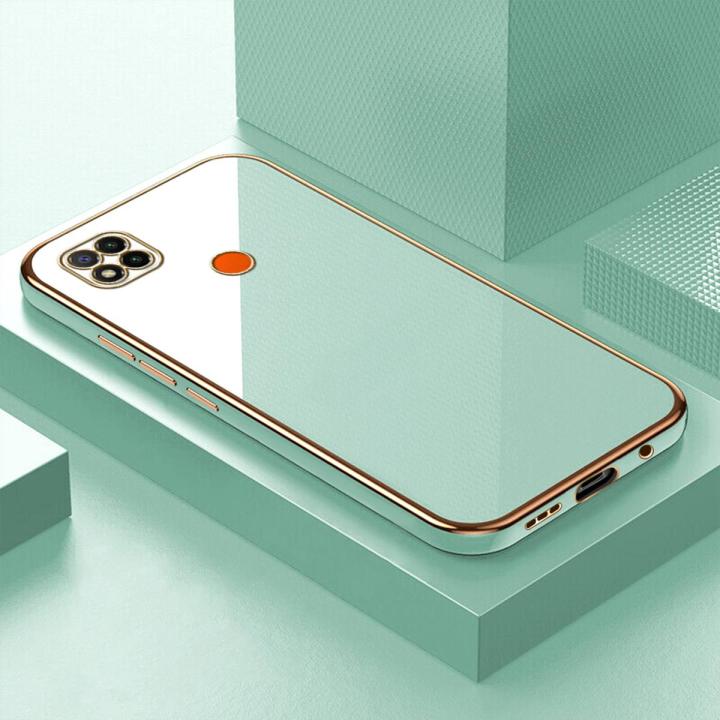 ZeroQiQi for Redmi 9C Back Cover Luxury 6D Plating Case Side Pattern Soft Silicone Square Phone Cases + Free Lanyard