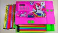 Unicorn Geometry Box Plastic Magnetic Jumbo Pencil Box With Calculator. 