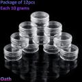 12pcs 10grams Empty Cosmetic Plastic Containers with Lid Clear for Cream Makeup Lotions Lip Balm Eyshadow Sample Glitter Storage, Mini Refillable Travel Jars Small. 