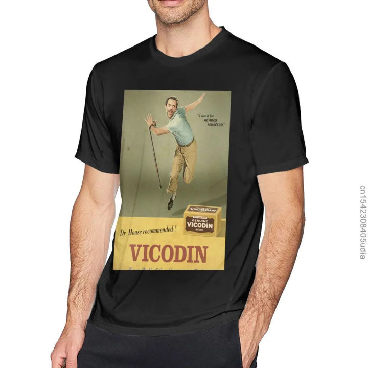 House Md Tshirts Dr House Vicodin Recommended T Shirt Male Funny Tee Shirt Print Big Short Sleeves Tshirt