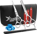 CANDURE Professional Barber Thinning Hair Scissors Kit for Hairdressers Barbers Stainless Steel Cutting Saloons Kits Gifts with Comb Black Silver Color 5.5” inch Salon Tailors Men Women Children Beauty Export Best Quality Packing Hand tool Snips Scissors. 