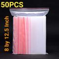 50PCS (8 by 12.5) Inch Size Resealable Air Tight Zip Lock Ziplock Shopper Transparent Plastic Seal Zipper Bags. 