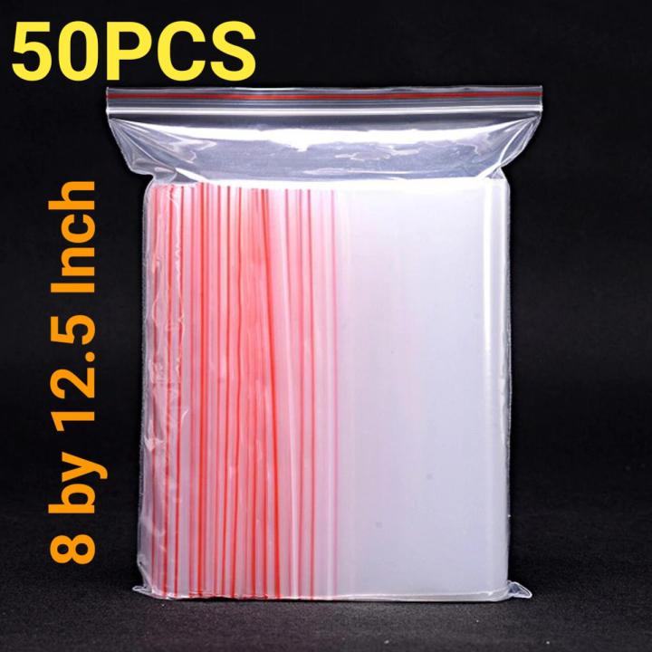 50PCS (8 by 12.5) Inch Size Resealable Air Tight Zip Lock Ziplock Shopper Transparent Plastic Seal Zipper Bags