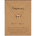 Gemini Female Elegant Star Zodiac Sign 12 Constellation Necklaces Pendant Charm Gold Chain Choker Necklaces for Women Jewelry Cardboard. 