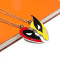 2pices/set Movie Deadpool Best Friends Necklace Wolverine Mask Half Love Heart Combination Pendant Choker For Friends Jewelry. 