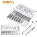 1Set Eyeglasses Repair Kit 1000PCS Eyeglass Screws and 6 Pcs Screwdrivers Glasses Screw Repair Kit Watch Clock Spectacle Repair for Eyeglasses. 
