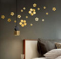 3D Acrylic mirror flowers, wall decor, wall decor items, 18 pcs flowers, self adhesive, waterproof, easy stick, best for home decor or to hide wall stains, kids room decor, room decor, acrylic mirror wall stickers. 