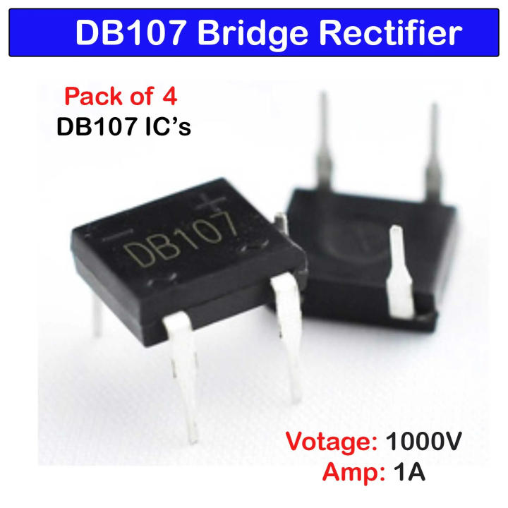 4 pcs 1Amp 1000V Diode Bridge Rectifier DB107 DB-107 ic DB107 IC by Electrica