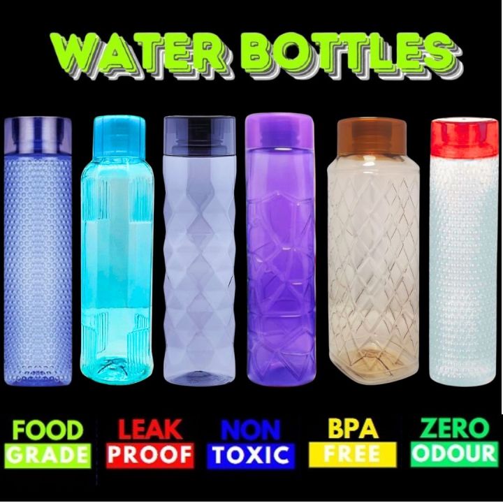 Set Of 4 Bottles Fridge Refrigerator Unbreakable PET Water Bottle 1000ML -1200 ml, Gym bottle, plastic water bottle, water bottle for school, water bottles