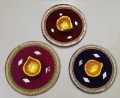 Pack of 3 small Mehndi Plates, Rasam e Hina plates with diya (Multicolour Colour). 
