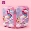3D EVA Unicorn Pencil Case Pouch 3 Layer Large Capacity Geometry Box. 
