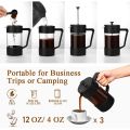 French Press Coffee & Tea Maker 12Oz, Thickened Borosilicate Glass Coffee Press Rust-Free and Dishwasher Safe,Black ， french press. 