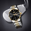 LANMSOM Men's Waterproof Watches, Casual Business Calendar Quartz Watches With Steel Strap. 