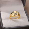 Fashion Personality Stainless Steel Butterfly Bee Ring Men and Women Cosmic Ring. 