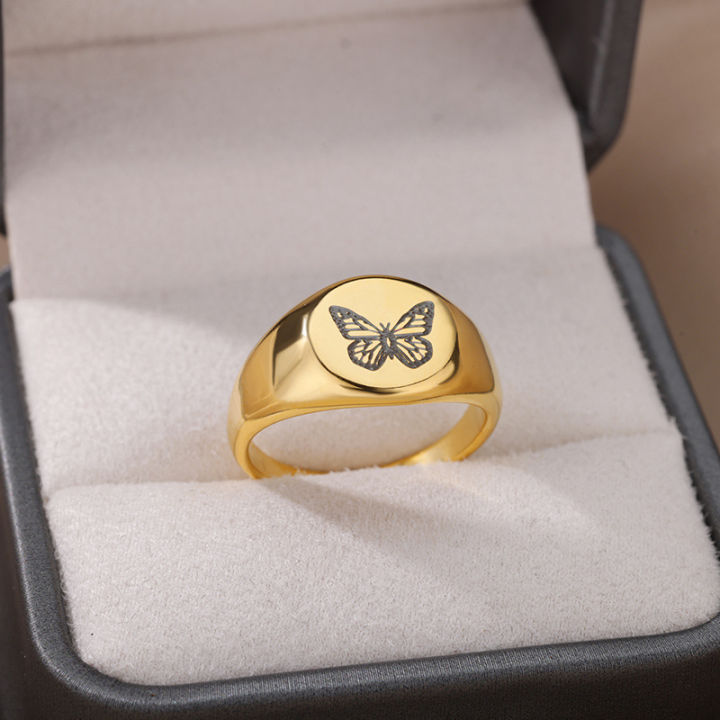 Fashion Personality Stainless Steel Butterfly Bee Ring Men and Women Cosmic Ring