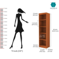 BS-014 - Oak Wood Brown Vertical Open Book Rack Storage Shelf  Living Room Shelves Books Furniture Magazine Organizer. 