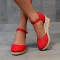 Sandals Ladies Straw Hemp Rope Sandals Retro Linen Canvas Wedge Round Toe Casual Singles Shoe Elegant Closed Toe Sandal. 