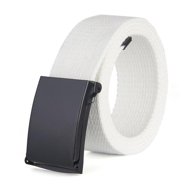 Solid Color Men Women Ladies Female Male Uni Plain Webbing Cotton Canvas Metal Buckle Belt Clothing Accessories 0724