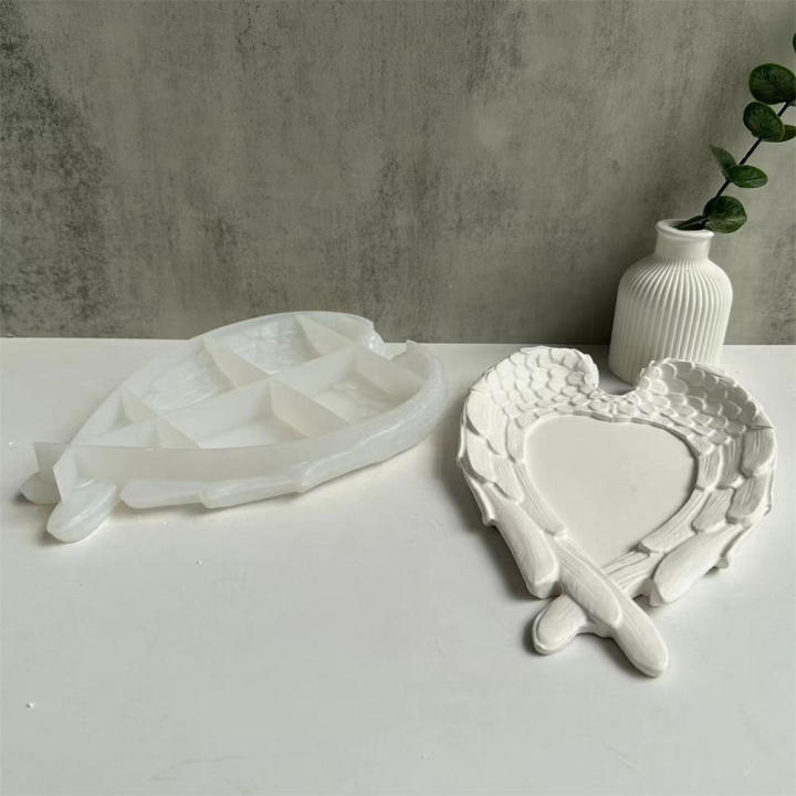 Mold DIY  Epoxy Resin Drop Mold Storage Dish Plaster Mold Angel Wing Mirror Tray Resin Silicone