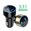 Lovebay 3.1A LED Display Dual USB Car Charger Universal Mobile Phone Aluminum Car-Charger for Xiaomi Samsung iPhone 11 Pro Max. 