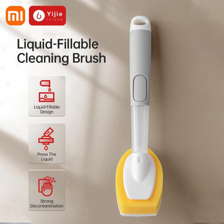 xiaomi yijie Replaceable Cleaning Brush With Refill Liquid Handle Scouring Pad Sponge Brush Dispenser Dish Scrubber Home Tool