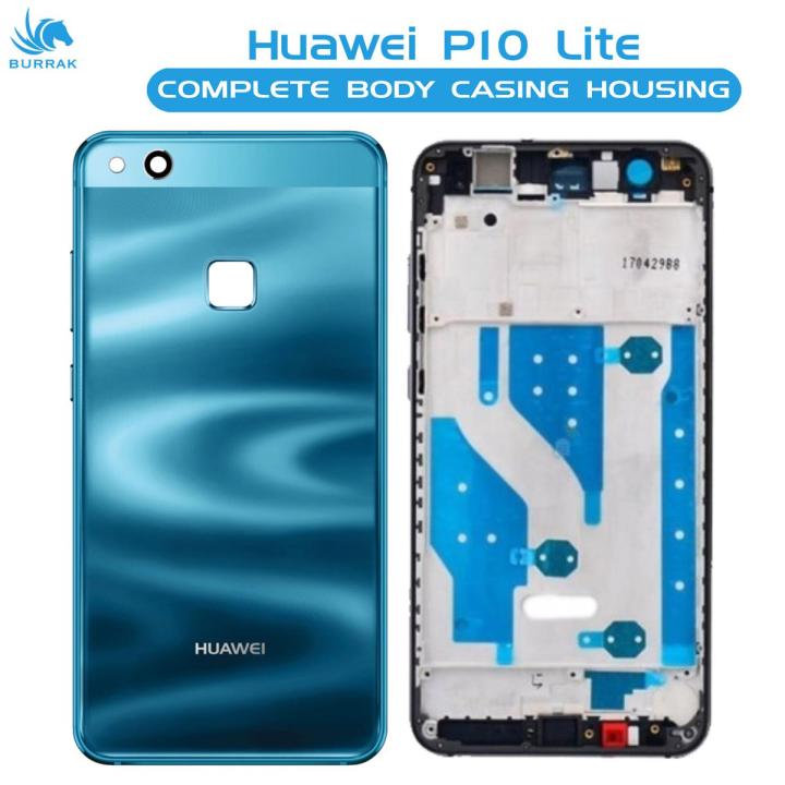 Huawei P10 Lite Housing Middle Frame With Side Button and Camera Lens Complete Body Casing Replacement For P10 Lite - Blue