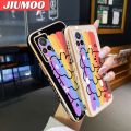 JIUMOO For vivo V21 4G V21 5G Case Cartoon Cute Rainbow Bear Side Design Phone Case Square Edge Pattern Silicone Softcase Luxury Plating Casing Full Cover Camera Shockproof Protection Cases. 