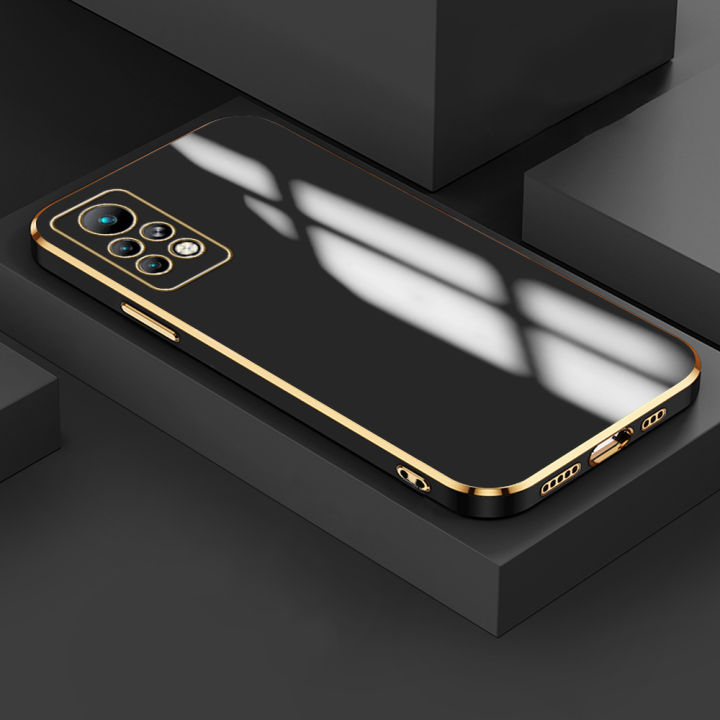 For Infinix Note 11s Back Cover Fashion Shiny Plating Square Bumper Camera Protection Case Soft Silicone Shockproof Protective Mobile Phone Cases