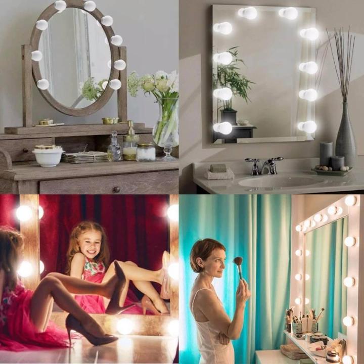 Vanity makeup mirror LED lights LED Lighting 10 Bulbs Kit 16W Hollywood Wall Lamp Decoration White and Warm USB DC12V