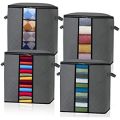Large Foldable Storage Bag Organizer Clothes Storage Container for Blanket Comforter Clothing Bedding with Durable Handles, Grey. 