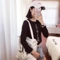 Korean Fashion Korean Version Of Fashion English Printing Open Umbilical Cord Before And After Wearing A Thin Short T-Shirt Fall Chic Long Sleeve Blouse Female. 