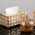 1pc, Tissue Box, Golden Crystal Tissue Box, Home Daily Use Desktop Tissue Storage Box, Suitable and Tissue box holder For Bedroom, Living Room, Room fancy, Table, Drawing Room, Car, Home Decoration, Kitchen Gadgets, European Style Crystal Tissue Box. 