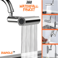 Multifunctional Kitchen Sink Waterfall Faucet 4 in 1 - 360° Rotating Waterfall Bubbler with 4 Modes, Anti-Splash, Pressurized, Universal Faucet Extension for Vegetable Washing. 